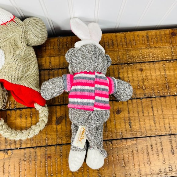 Lot of 2-Kids Sock Monkey Beanie/ Hat- Arizona & Small Sock Monkey Plush Dan Dee - Picture 6 of 15